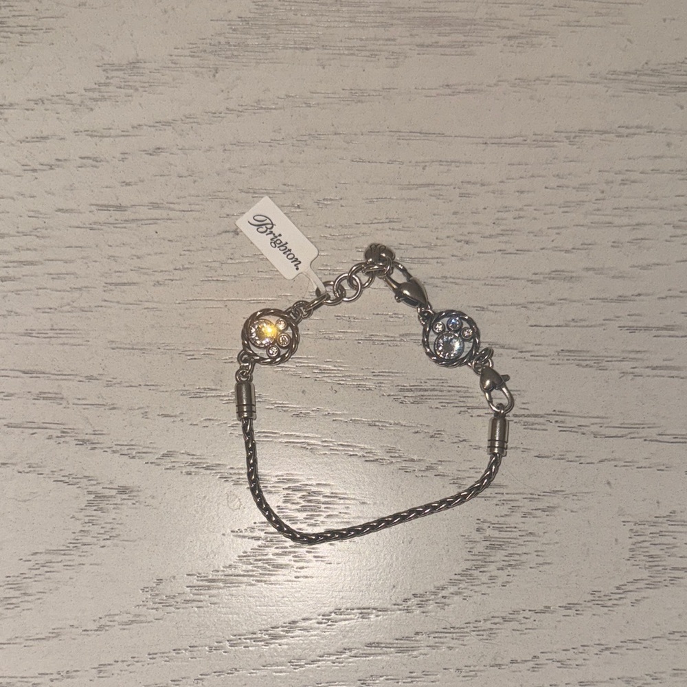 Brighton Silver-Tone Bracelet with Blue and Yellow Crystal Accents